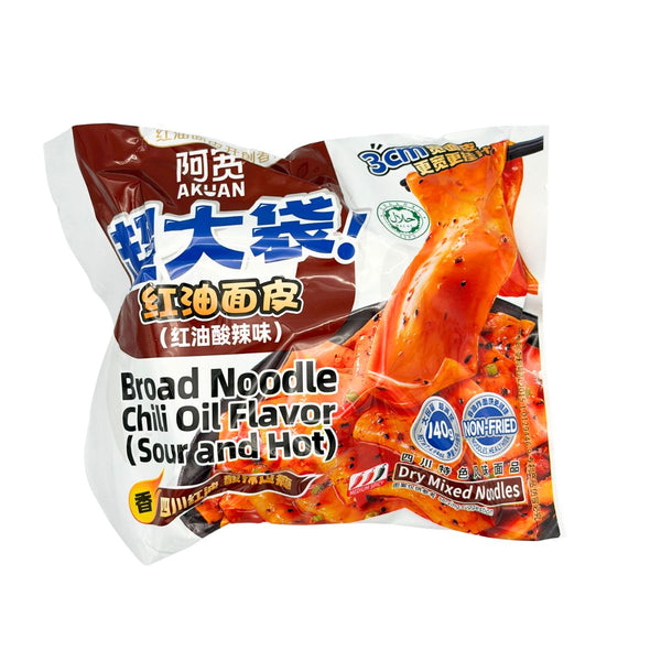 A-Kuan Sichuan Broad Noodle Chilli Oil Flavour Hot & Sour (Big Bag) 阿宽 红油面皮 - 酸辣味 (超大袋) 140g