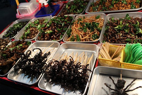 A selection of unusual Asian street foods