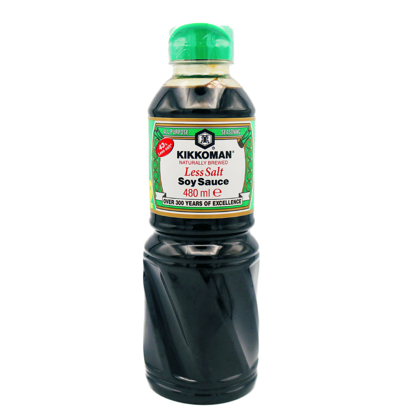 Kikkoman Naturally Brewed Less Salt Soy Sauce 480ml - Tuk Tuk Mart