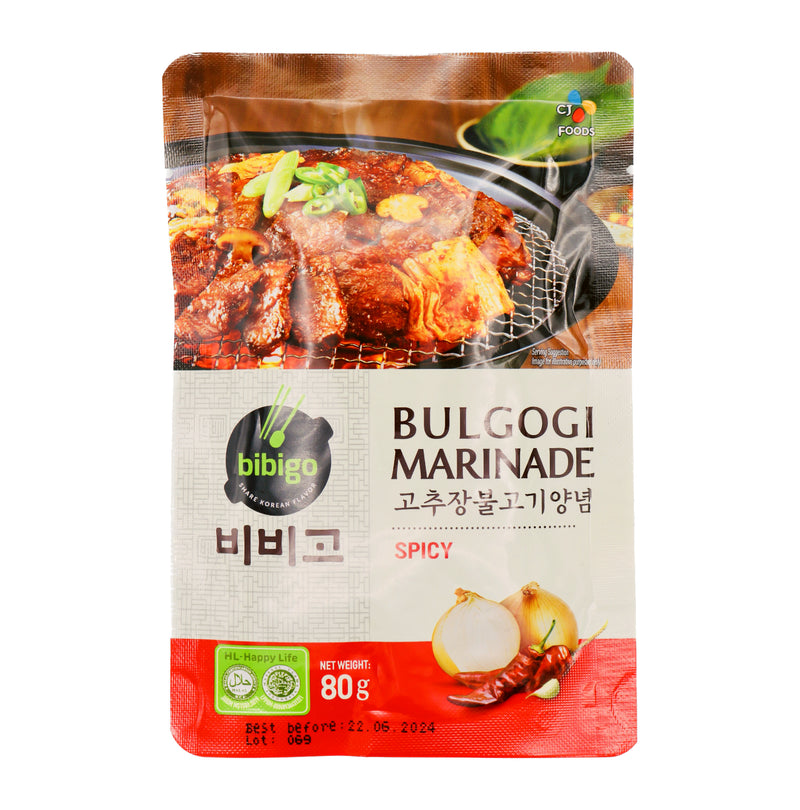 CJ Bibigo Korean BBQ Bulgogi Marinade Sauce Spicy Flavour 80g - Tuk Tuk Mart