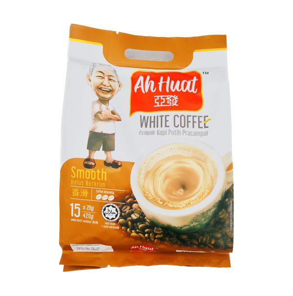 Ah Huat Instant White Coffee 3 in 1 Smooth (28g*15Pcs) 420g - Tuk Tuk Mart
