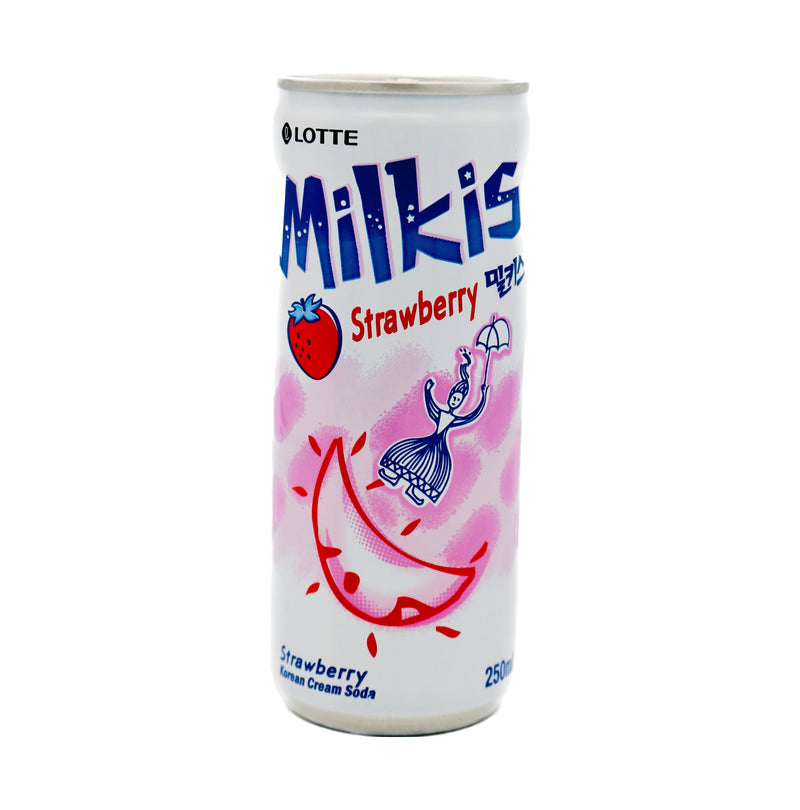 *Lotte Milkis Milk Soda Drink Strawberry Flavour 250ml - Tuk Tuk Mart