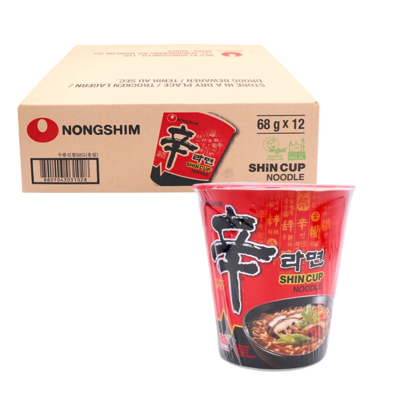 Box of Nongshim Shin Cup Noodle (Gourmet Spicy) (68g*12Cups) (B.B.D 12.06.2025) - Tuk Tuk Mart
