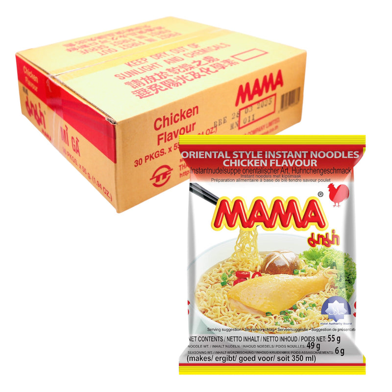 Box of MAMA Oriental Style Instant Noodles Chicken Flavour (55g*30Pcs) - Tuk Tuk Mart