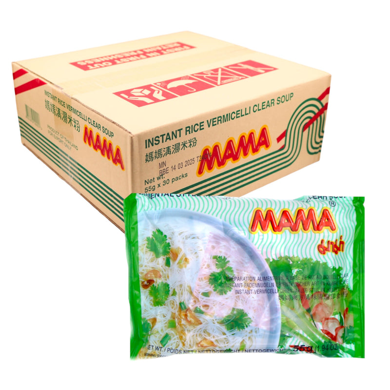 Box of MAMA Oriental Style Instant Rice Vermicelli Clear Soup (55g*30Pcs) - Tuk Tuk Mart