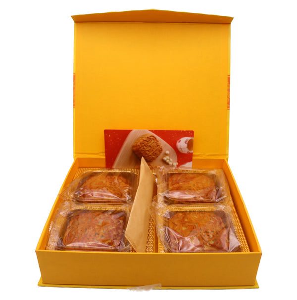 YY Mooncake Yolk White Lotus Paste 邀月單黃白蓮蓉月餅 (180g*4Pcs) 720g - Tuk Tuk Mart