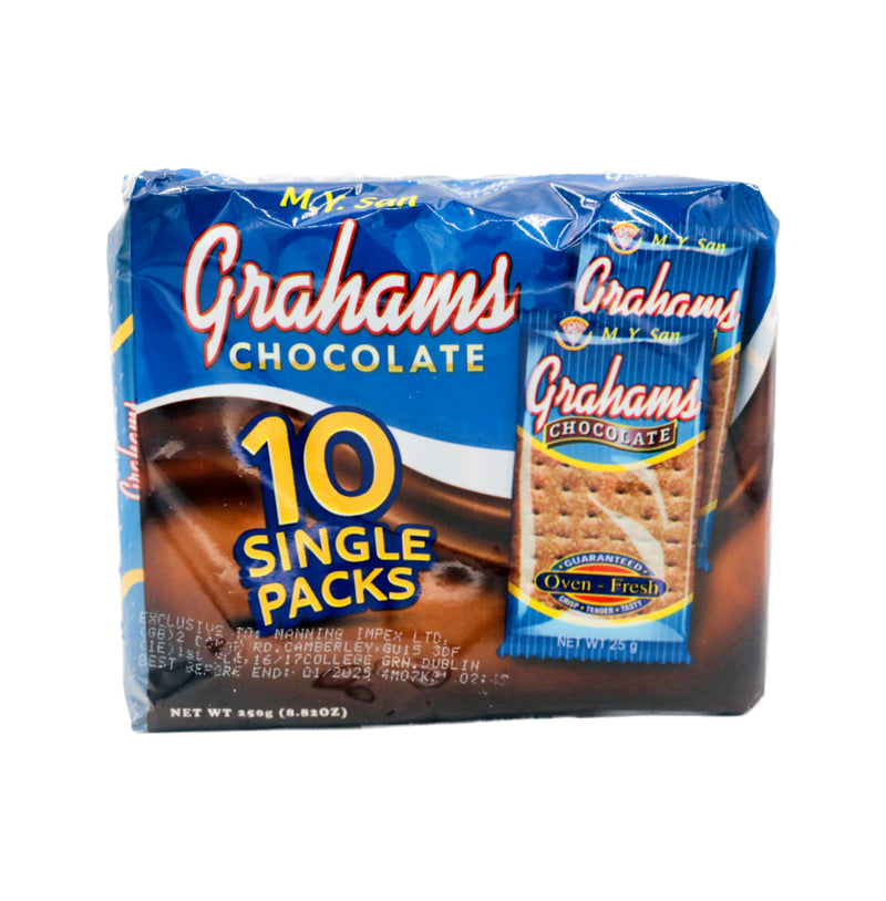 M.Y.San Graham Chocolate Crackers (25g*10 Packs) 250g - Tuk Tuk Mart