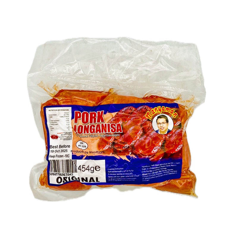Mandhey's Manyaman Traditional Filipino Style Sausages (Pork Longanisa) 454g (Frozen) - Tuk Tuk Mart