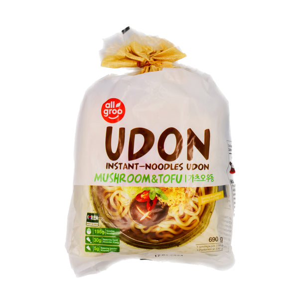 Allgroo Mushroom & Tofu Udon Instant Noodles 690g - Tuk Tuk Mart