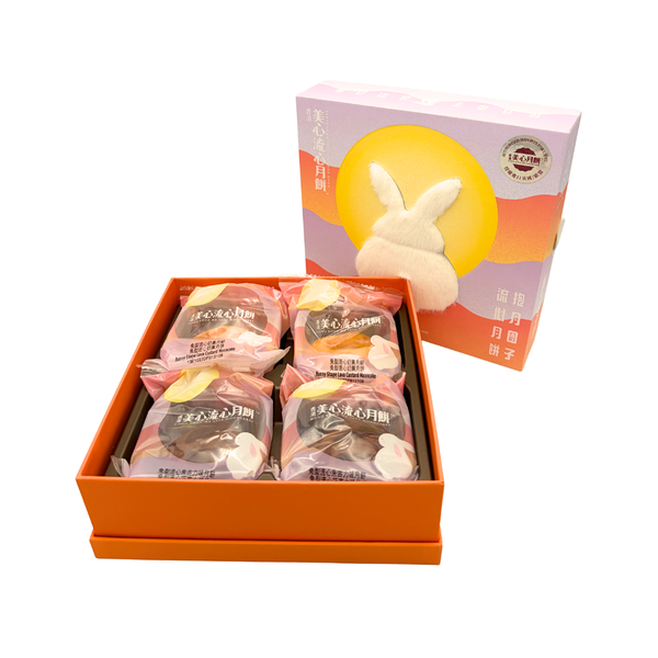Mei Xin Lunar-embrace Bunny Lava Mooncake - Custard & Chocolate Flavour 美心 抱月團子流心月餅 (50g*4Pcs) 200g