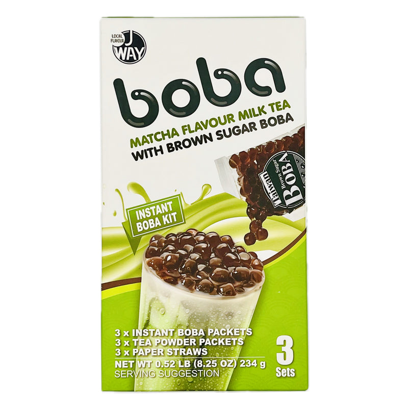 J WAY Brown Sugar Boba Matcha Flavour Milk Tea (3 set) 234g - Tuk Tuk Mart