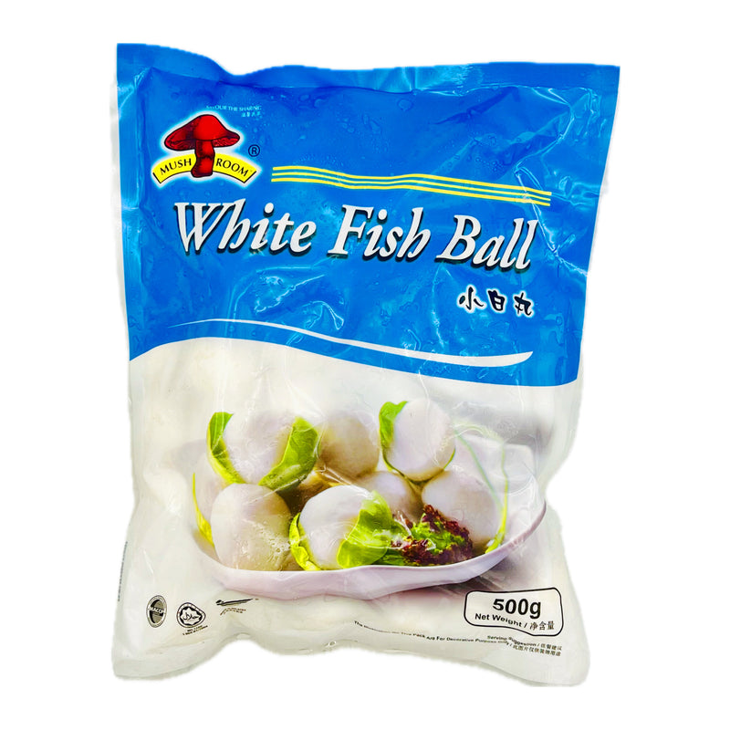 Mushroom Brand White Fish Ball (Small) 蘑菇牌白魚丸 500g (Frozen) - Tuk Tuk Mart