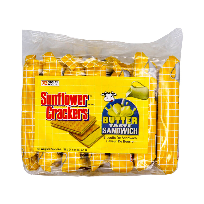 Croley Foods Sunflower Crackers Butter Flavour Cream Sandwich (27g*7Packs) 189g - Tuk Tuk Mart