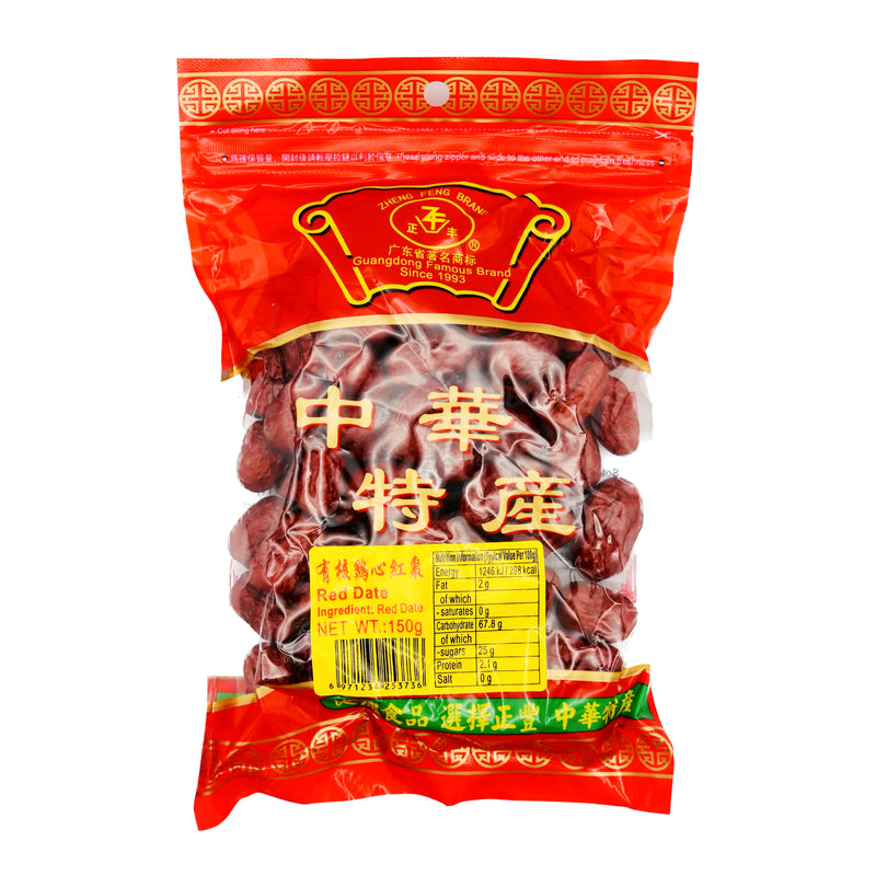 Zheng Feng Brand Red Date 正豐有核鷄心紅棗 150g - Tuk Tuk Mart
