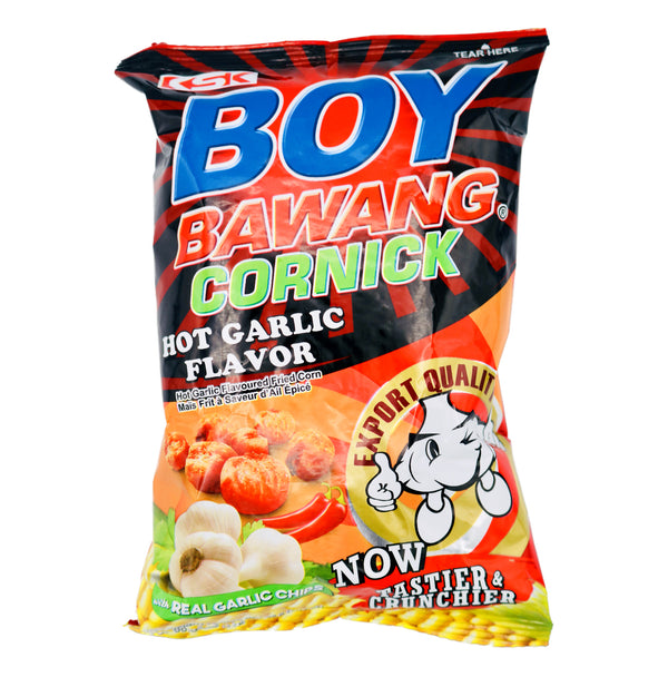 Boy Bawang Cornick Hot Garlic Flavour Corn Snacks 90g - Tuk Tuk Mart