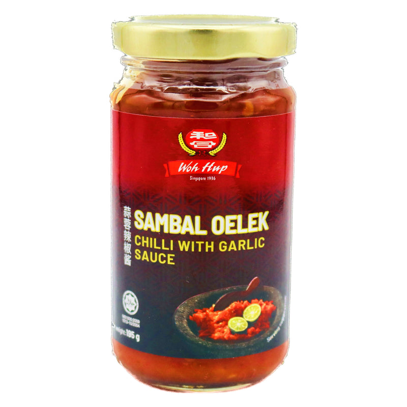Woh Hup Sambal Oelek Chilli With Garlic Sauce 蒜蓉辣椒醬 195g - Tuk Tuk Mart