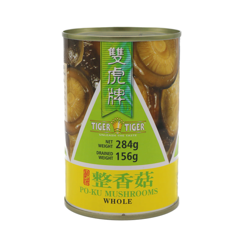 Tiger Tiger Po-Ku Mushrooms (Whole) 雙虎牌整香菇 284g | Tuk Tuk Mart