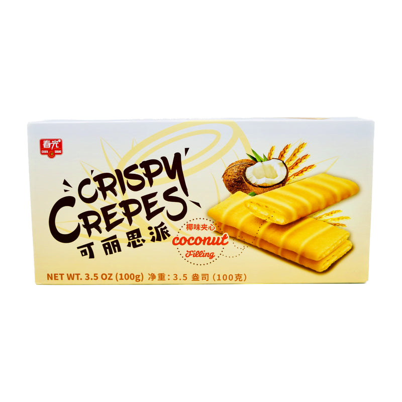 Chung Guang Crispy Crepes Coconut Filling Flavour 春光可麗思派椰味夾心 100g - Tuk Tuk Mart