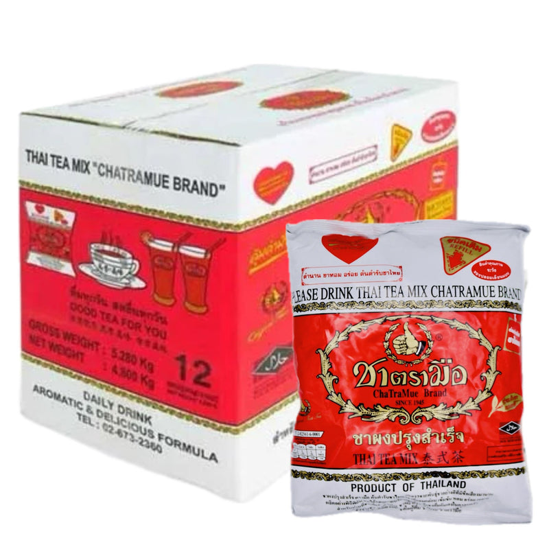 Case of Cha Tra Mue Brand Number One Hand Thai Tea Mix (400g *12bags) 4.8kg - Tuk Tuk Mart