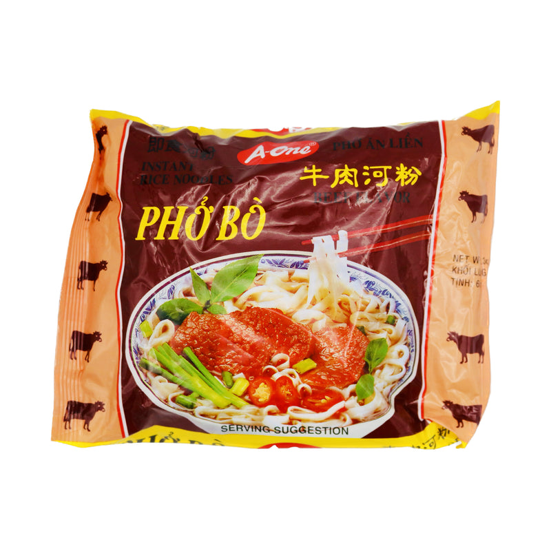 A-ONE Instant Rice Noodles Beef Flavour (Pho Bo) 65g - Tuk Tuk Mart