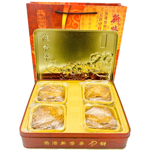 SunWinWah Mooncake with White Lotus Paste and Two Yolks 新榮華雙黃白蓮蓉月餅 (4 x 185g) 740g - Tuk Tuk Mart