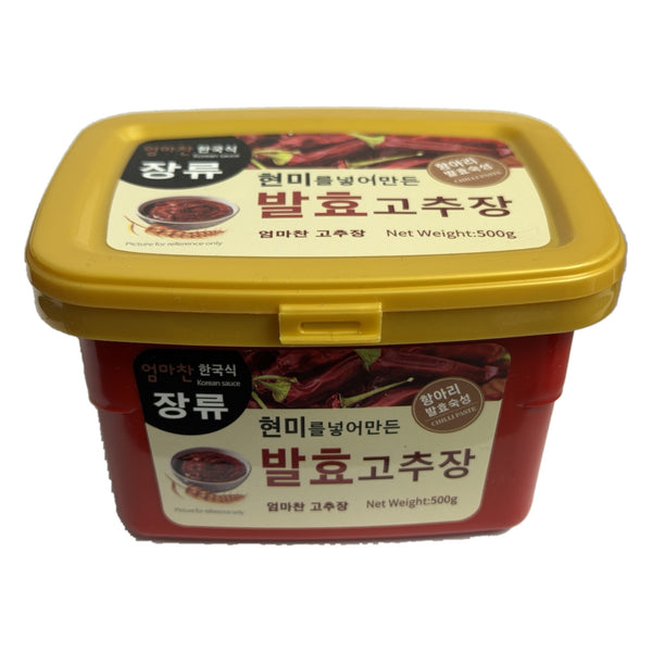 Eommachan Fermented Gochujang 500g tub with yellow clip lid