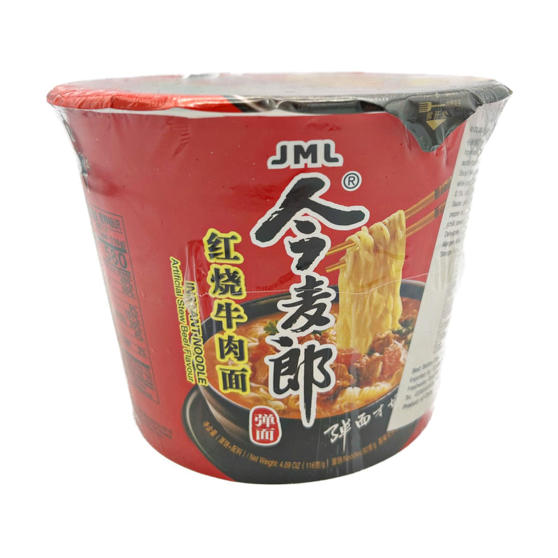 JML Bucket Noodles Stew Beef Flavour 今麥郎紅燒牛肉麵 116g - Tuk Tuk Mart