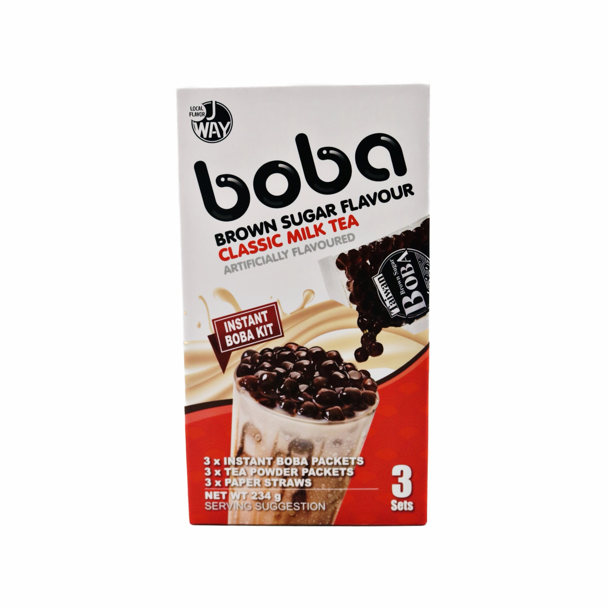 J WAY Brown Sugar Boba Classic Milk Tea (78g*3 set) - Tuk Tuk Mart