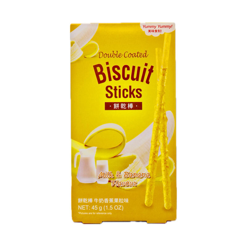 YUMMY YUMMY Double Coated Biscuit Stick Milk and Banana Flavour 45g - Tuk Tuk Mart