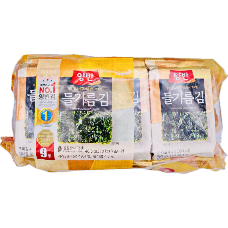 Dongwon Roasted Laver - Perilla Oil (4.5g*9pkgs) 40.5g - Tuk Tuk Mart