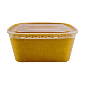 Compostable Rectangular Bowl with Plastic Lid - 650ml (Pack of 25) - Tuk Tuk Mart