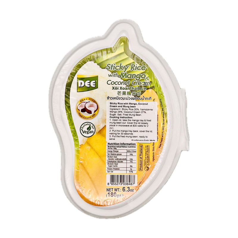 Dee Sticky Rice with Mango, Coconut Cream and Mung Bean 180g (Frozen) - Tuk Tuk Mart