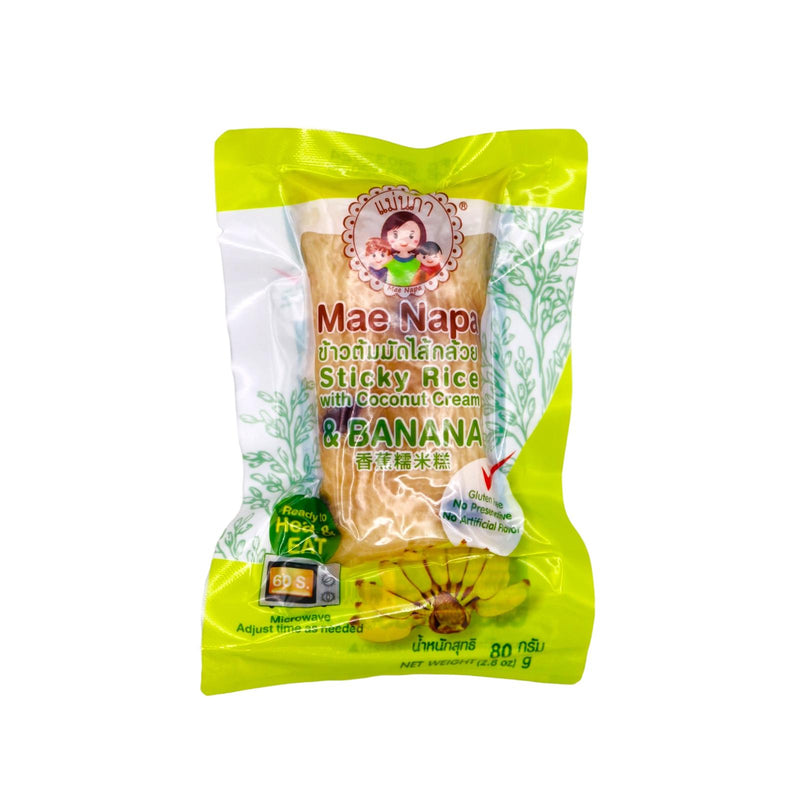 Mae Napa Steamed Sticky Rice with Coconut Cream & Banana 80g - Tuk Tuk Mart