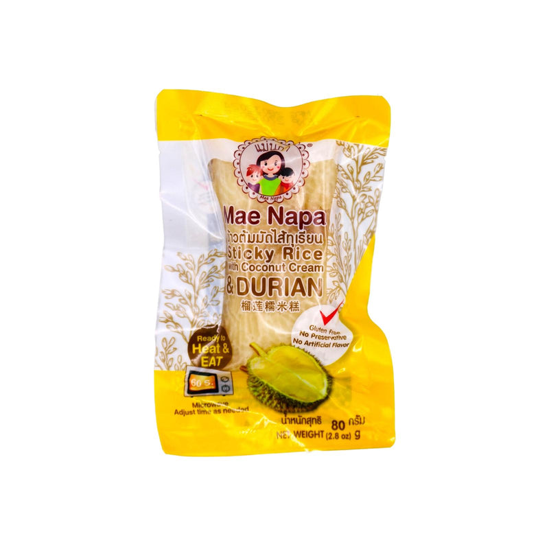 Mae Napa Steamed Sticky Rice with Coconut Cream & Durian 80g - Tuk Tuk Mart