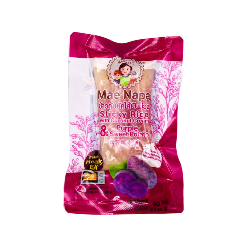 Mae Napa Steamed Sticky Rice with Coconut Cream & Purple Sweet Potato 80g - Tuk Tuk Mart