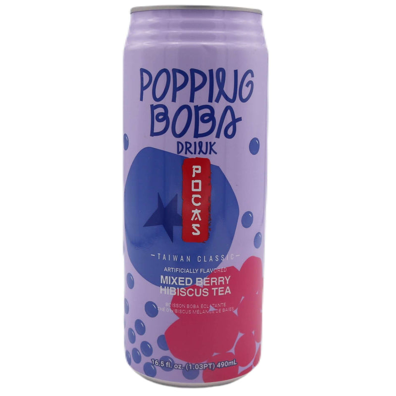 Pocas Popping Boba Mixed Berry Hibiscus Tea Can 490ml - Tuk Tuk Mart