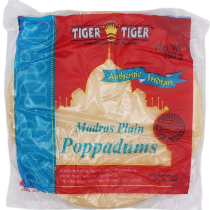 Tiger Tiger Madras Plain Poppadums 250g - Tuk Tuk Mart