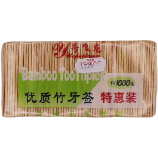Yuefeilong Bamboo Toothpicks 粵飛龍 優質竹牙籤 1000Pcs - Tuk Tuk Mart