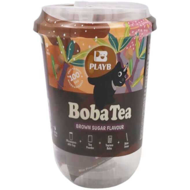 PlayB Instant Bubble Tea with Brown Sugar Flavour, Starch Balls, Sugar and Sweetener 85g - Tuk Tuk Mart