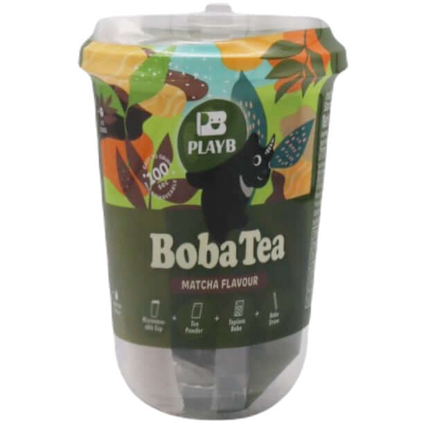 PlayB Instant Bubble Tea with Matcha (Green Tea) Flavour, Starch Balls, Sugar and Sweetener 85g - Tuk Tuk Mart