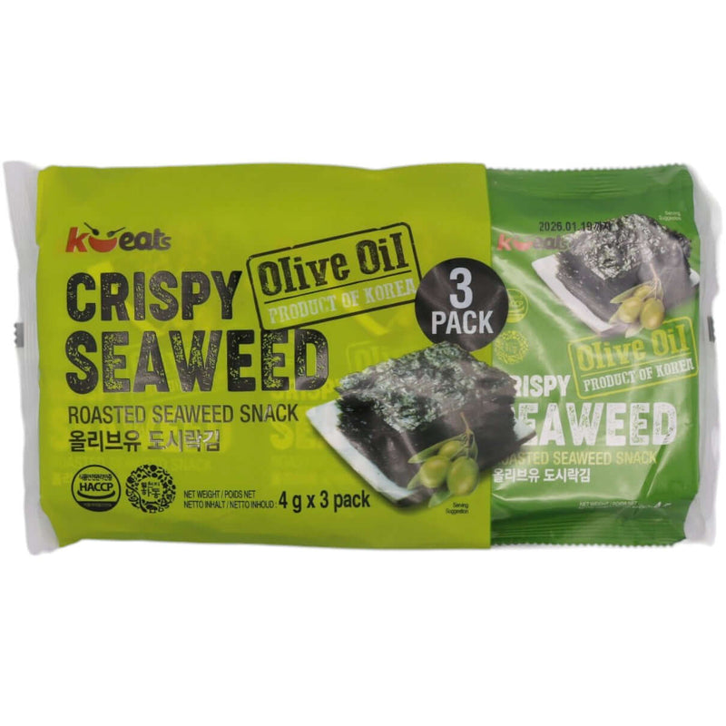 K-Eats Crispy Seaweed Roasted Seaweed Snack 3pack*4g - Tuk Tuk Mart