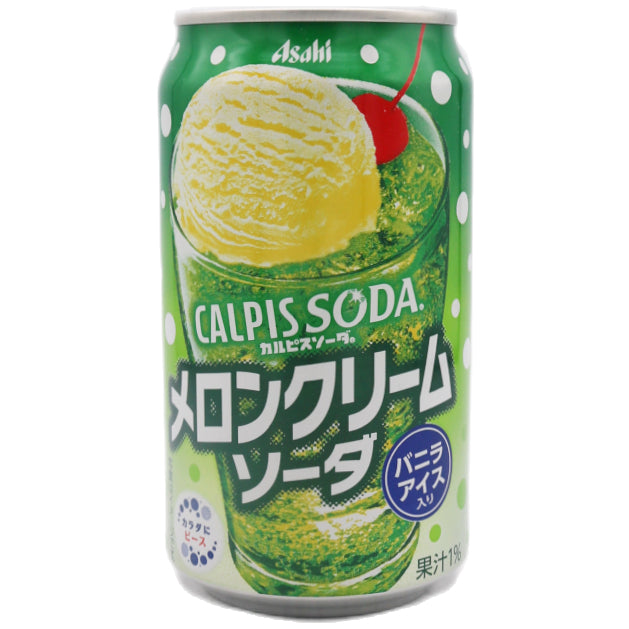 Asahi Calpis Melon Cream Soda with Sugar and Sweeteners 350ml - Tuk Tuk Mart