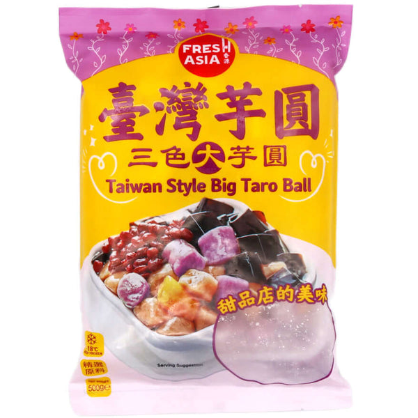 Freshasia Taiwan Style Big Taro Ball (Sweet Potato, Purple Sweet Potato, Taro) 台灣芋圓 三色大芋圓 500g (Frozen) - Tuk Tuk Mart