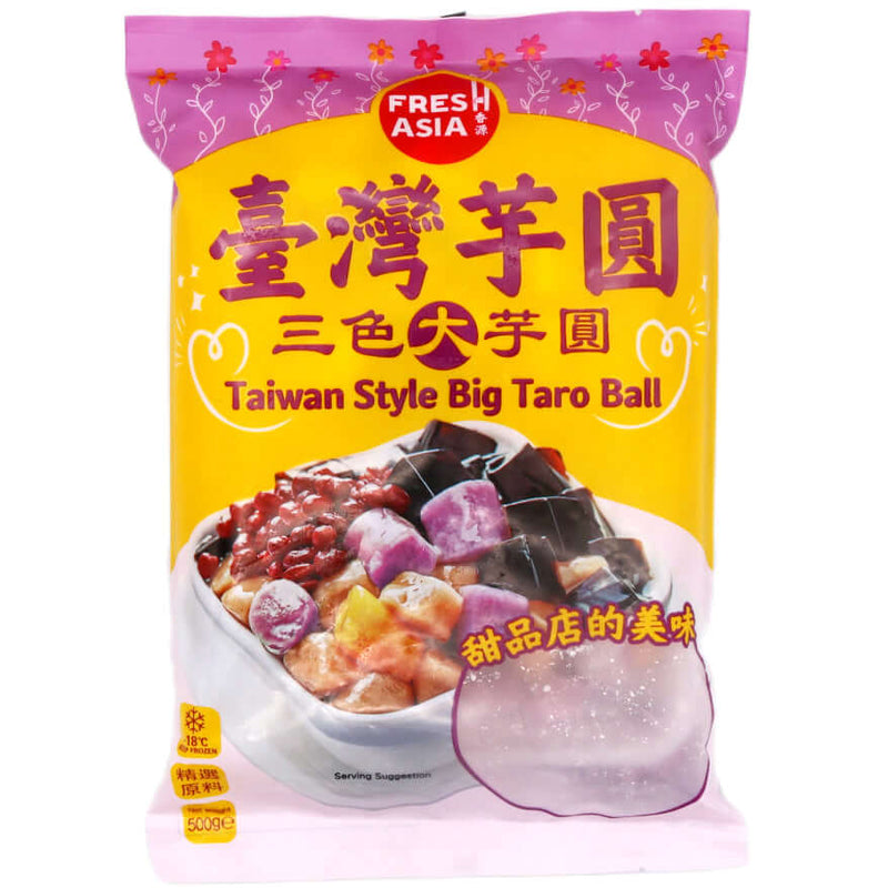 Freshasia Taiwan Style Big Taro Ball (Sweet Potato, Purple Sweet Potato, Taro) 台灣芋圓 三色大芋圓 500g (Frozen) - Tuk Tuk Mart