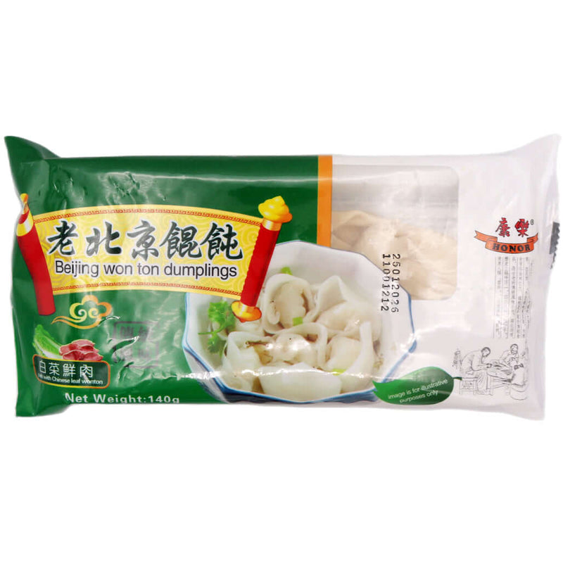 Honor Beijing Won Ton Dumplings 老北京餛飩 140g (Frozen) - Tuk Tuk Mart