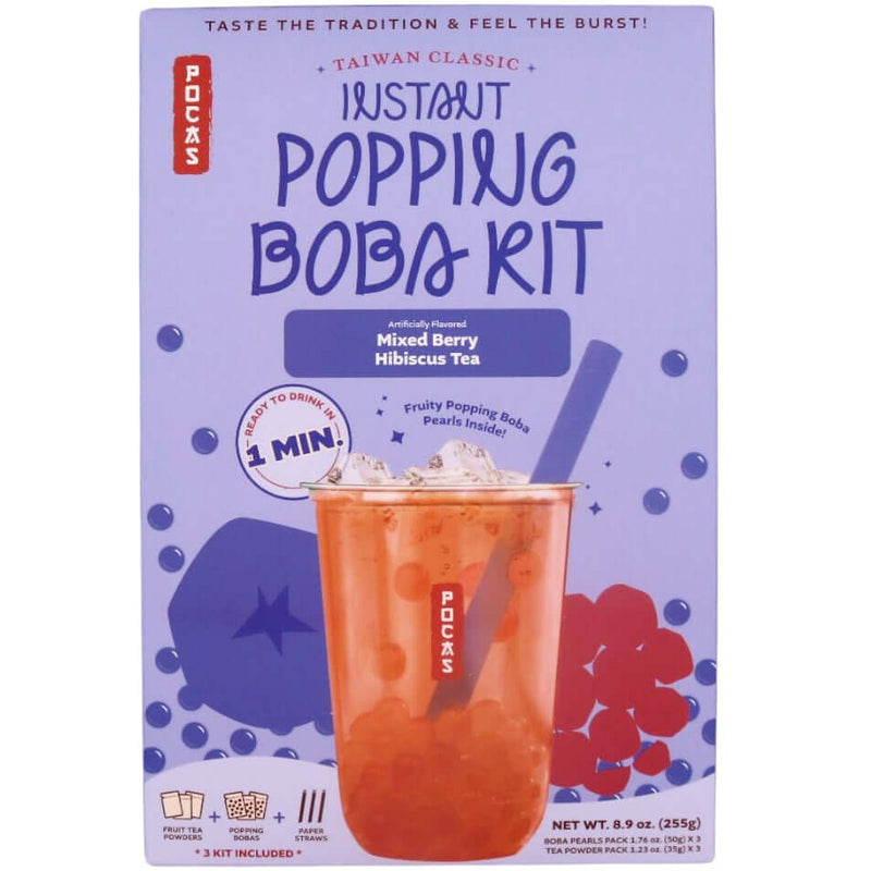 Pocas Instant Popping Boba Kit (Mixed Berry Hibiscus Tea) (3 Kits) 255g - Tuk Tuk Mart