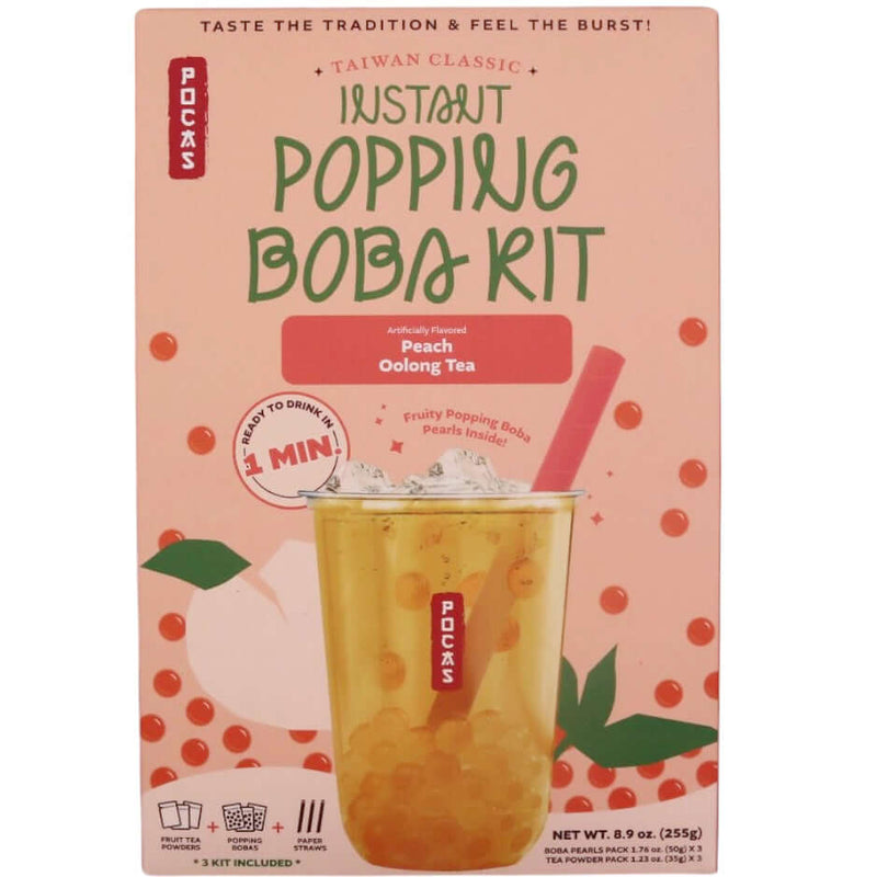 Pocas Instant Popping Boba Kit (Peach Oolong Tea) (3 Kits) 255g - Tuk Tuk Mart