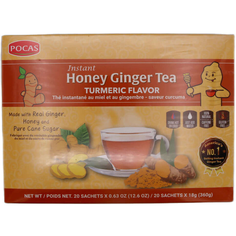 Pocas Instant Honey Ginger Tea Turmeric Flavour (20pcs*18g) 360g - Tuk Tuk Mart