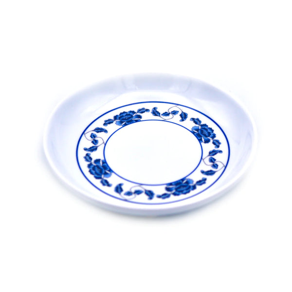 *Blue Melamine Chinese Flower Design Sauce Dish 9cm - Tuk Tuk Mart