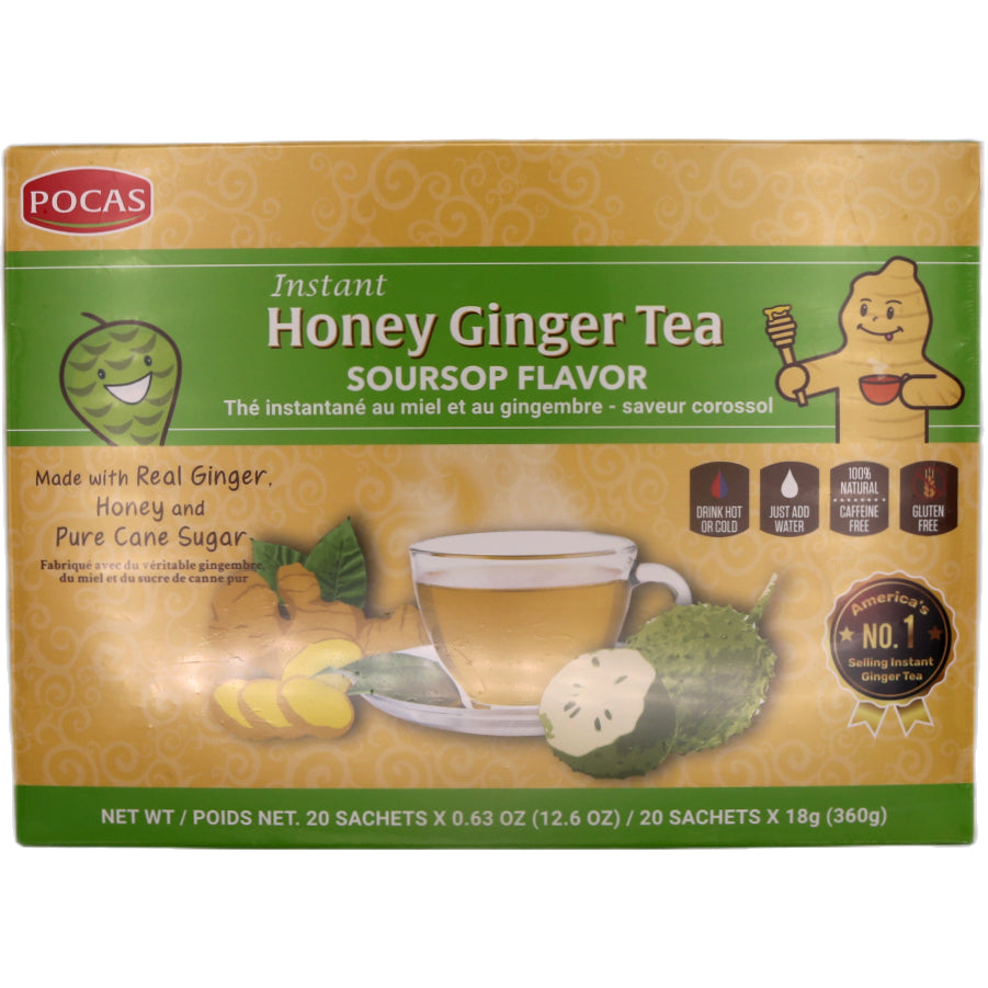 Pocas Instant Honey Ginger Tea Soursop Flavour (20pcs*18g) 360g - Tuk Tuk Mart